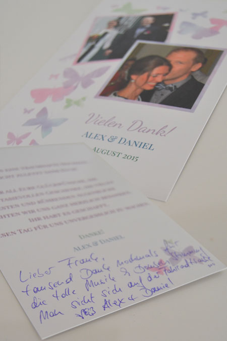 Postkarte als Danksagung für die Hochzeit